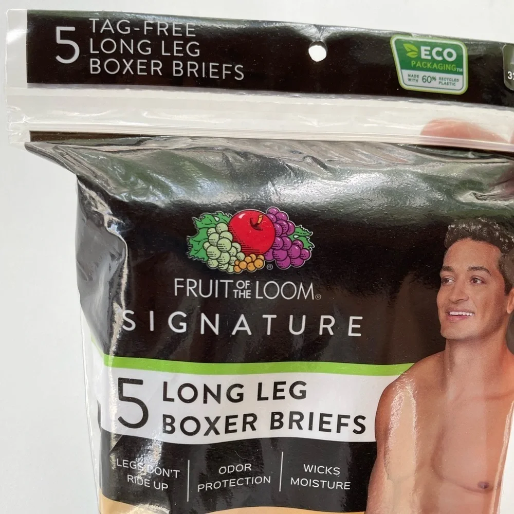 Fruit of the Loom Signature 5-pack Cool Zone Fly Long-Leg Boxer Briefs Sz M